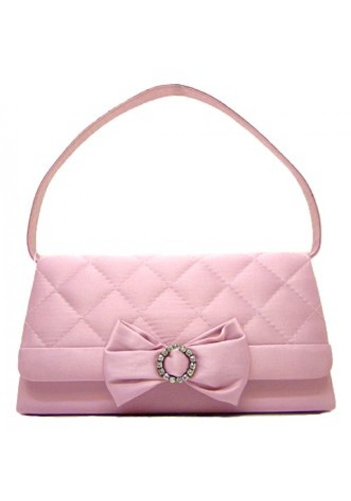 Evening Bag - Satin Quilted w/ Bow – Pink – BG-38228PK
